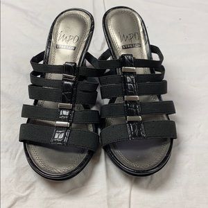 Impo Black Wedge Sandal